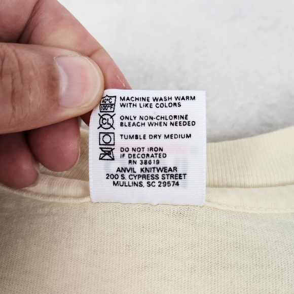 VTG Single Stitch Anvil USA Size 2X Light Yellow Sewing Graphic Shirt - Picture 5 of 11